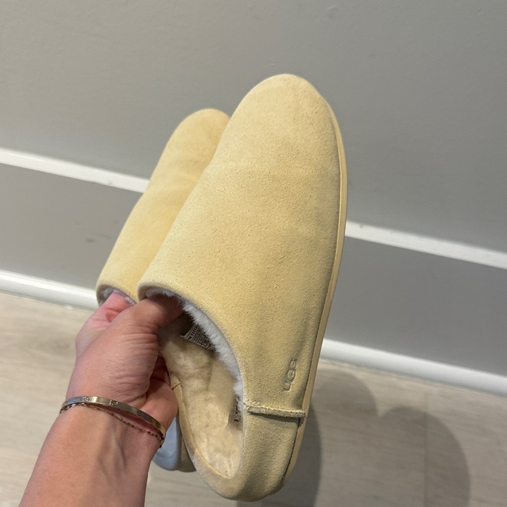 UGG Light Yellow Suede Slippers